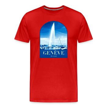 Geneva JetdEau Harbour Motif - Men's Premium Organic T-Shirt - red - Front - Damien (186cm)