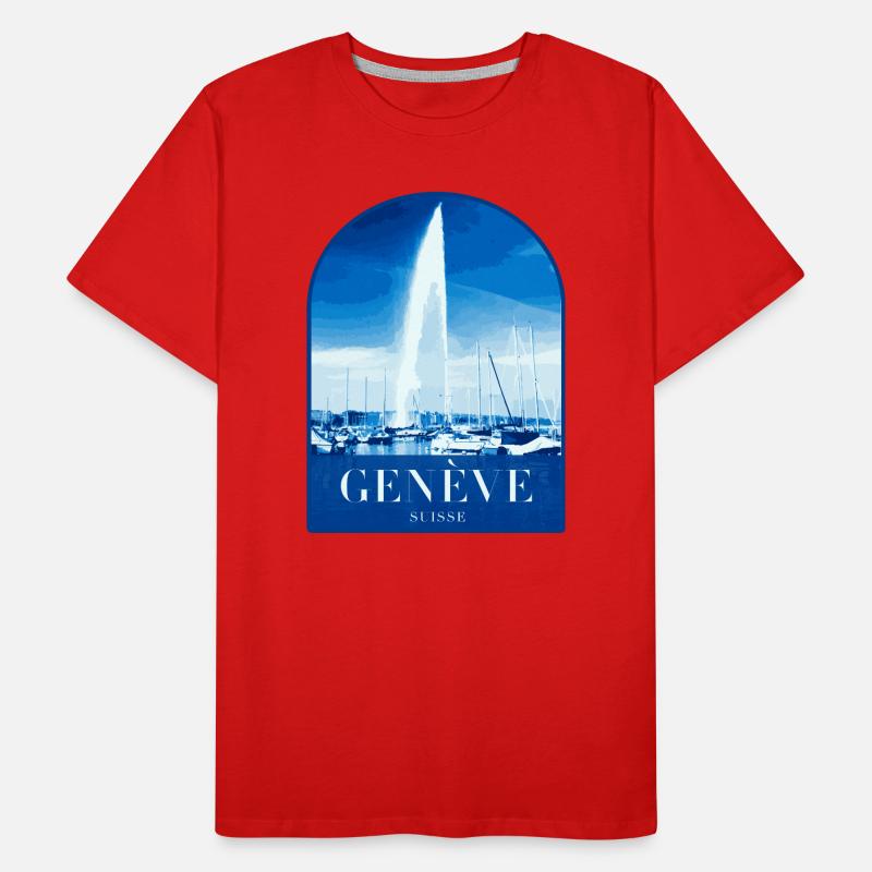 Geneva JetdEau Harbour Motif Men's Premium Organic T-Shirt