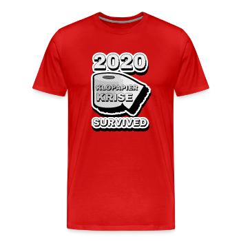 2020 Klopapier Krise Überlebt - Männer Premium Bio T-Shirt - Rot - Vorne - Damien (186cm)