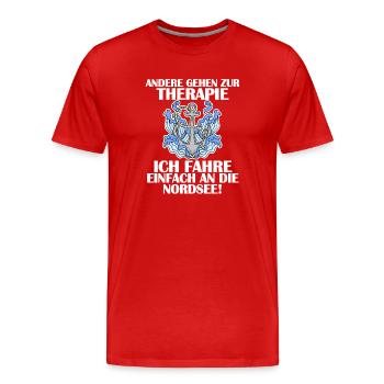 Nordsee - Männer Premium Bio T-Shirt - Rot - Vorne - Damien (186cm)