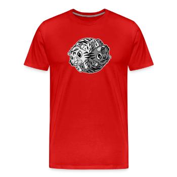 Tiger Yin Yang - Männer Premium Bio T-Shirt - Rot - Vorne - Damien (186cm)