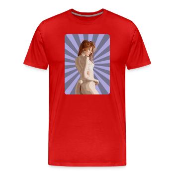 Sexy T-Shirt Redhead Girl Woman Pinup Comic Pop - T-shirt bio Premium Homme - rouge - Devant - Damien (186cm)