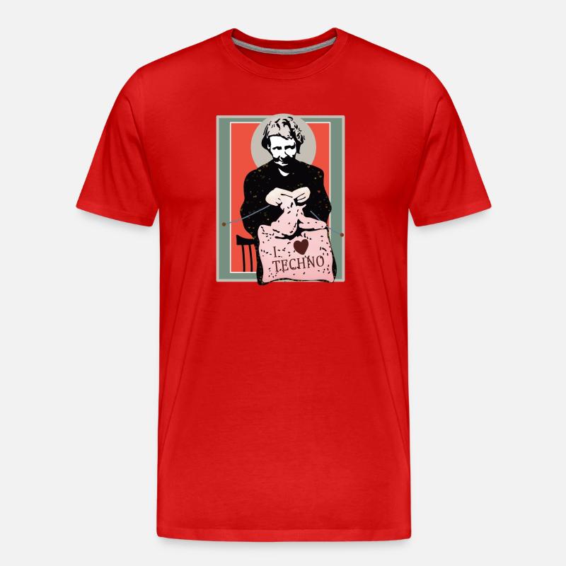Techno Nähkunst Illustration - Männer Premium Bio T-Shirt - Rot