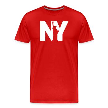 New York Statue - Männer Premium Bio T-Shirt - Rot - Vorne - Damien (186cm)