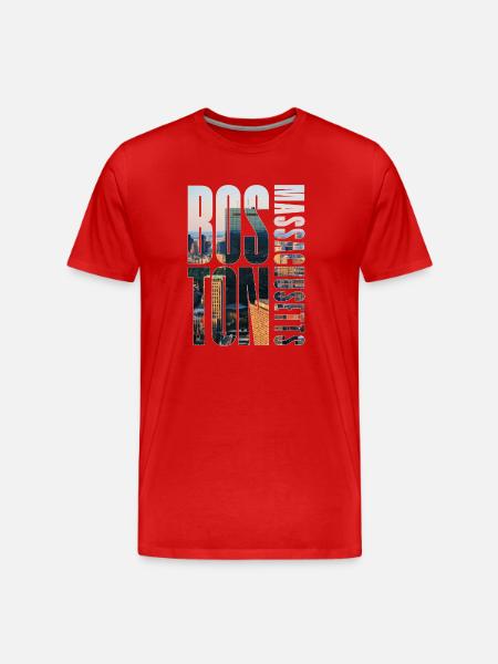 Boston Downtown Skyline Motiv - Männer Premium Bio T-Shirt - Rot