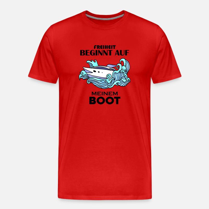 Boote Motorboot - Männer Premium Bio T-Shirt - Rot