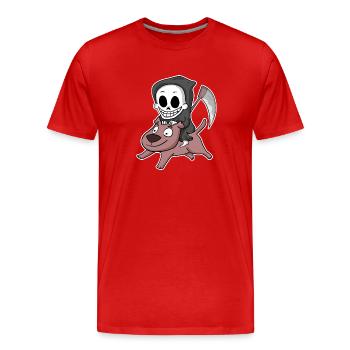 Sensenmann Hund - Männer Premium Bio T-Shirt - Rot - Vorne - Damien (186cm)
