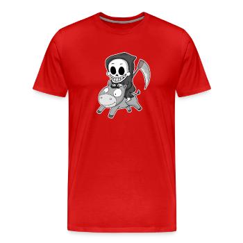 Sensenmann Esel - Männer Premium Bio T-Shirt - Rot - Vorne - Damien (186cm)
