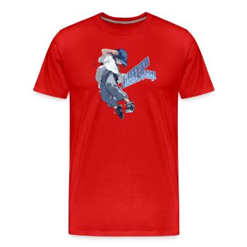 Anime Jump Parkour Streetstyle Sport - Men's Premium Organic T-Shirt - red - Front - Damien (186cm)