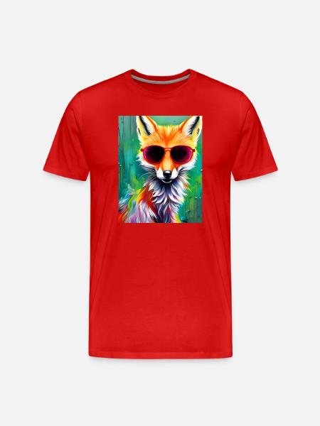 Neon fox with red sunglasses - Men's Premium Organic T-Shirt - red