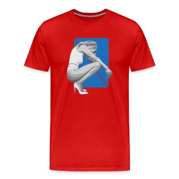 Sexy Girl Pin Up Comic Pop Art T-Shirt - T-shirt bio Premium Homme - rouge - Devant - Damien (186cm)
