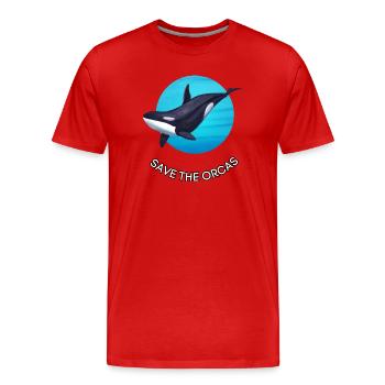 Orca Schutz - Save the Orcas - Männer Premium Bio T-Shirt - Rot - Vorne - Damien (186cm)