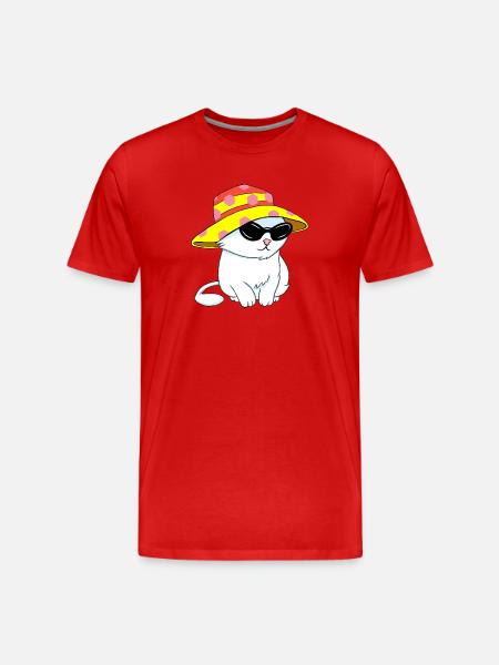 Beach-style kitten - Men's Premium Organic T-Shirt - red