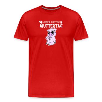 Muttertag - erster Muttertag Geschenk - Männer Premium Bio T-Shirt - Rot - Vorne - Damien (186cm)