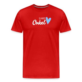 Onkel Geschenk - Du wirst Onkel - Männer Premium Bio T-Shirt - Rot - Vorne - Damien (186cm)