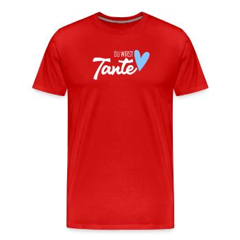 Tante Geschenk - Du wirst Tante - werdende Tante - Männer Premium Bio T-Shirt - Rot - Vorne - Damien (186cm)