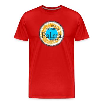 Balearen Insel Palmen Illustration - Palma  - Männer Premium Bio T-Shirt - Rot - Vorne - Damien (186cm)