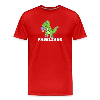 Dinosaurier Padel Cooler Spruch Padelspiel Tennis - Männer Premium Bio T-Shirt - Rot - Vorne - Damien (186cm)