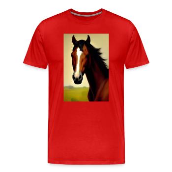 Pferdekopf Öl Malerei - Männer Premium Bio T-Shirt - Rot - Vorne - Damien (186cm)