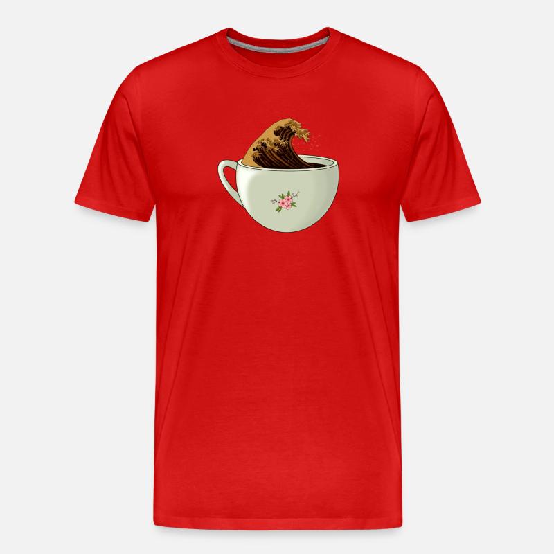 Die große Welle Koffein - Männer Premium Bio T-Shirt - Rot