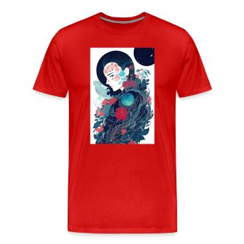 Geisha - Männer Premium Bio T-Shirt - Rot - Vorne - Damien (186cm)