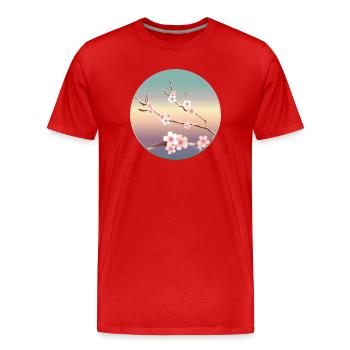 delicate cherry blossoms on a branch in spring - Men's Premium Organic T-Shirt - red - Front - Damien (186cm)