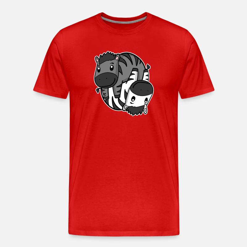 Zebra Yin Yang Symbol - Männer Premium Bio T-Shirt - Rot