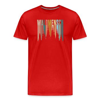 Waldmensch Farbpalette Waldsilhouetten - Männer Premium Bio T-Shirt - Rot - Vorne - Damien (186cm)