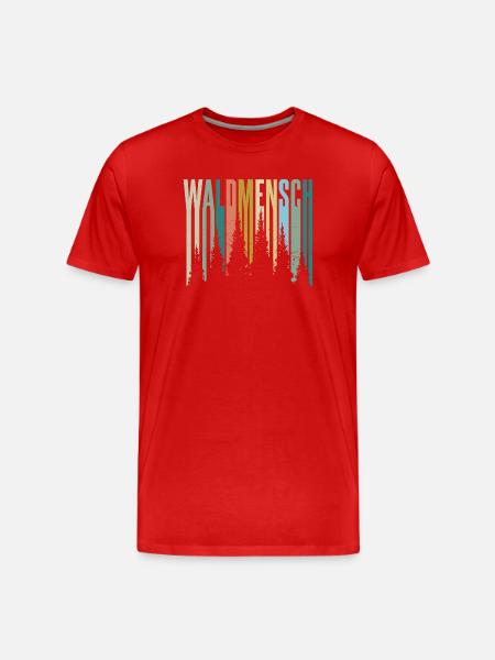 Waldmensch Farbpalette Waldsilhouetten - Männer Premium Bio T-Shirt - Rot