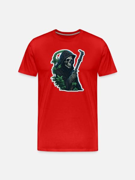 Grim Reaper with grass - Men's Premium Organic T-Shirt - red