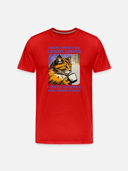 Caffeine-Powered Cat Lover - Men's Premium Organic T-Shirt - red