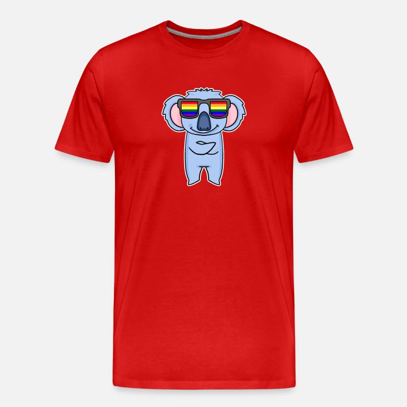 Regenbogen - Koala mit Brille - Männer Premium Bio T-Shirt - Rot