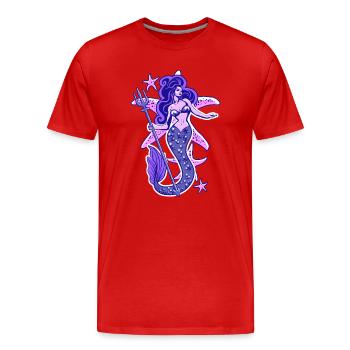 Sirène Pin-up - T-shirt bio Premium Homme - rouge - Devant - Damien (186cm)