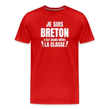 Bretagne, je suis Breton, Bretagne humour - T-shirt bio Premium Homme - rouge - Devant - Damien (186cm)