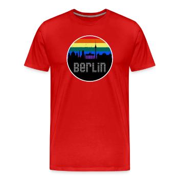 Berlin Skyline Rainbow - Men's Premium Organic T-Shirt - red - Front - Damien (186cm)