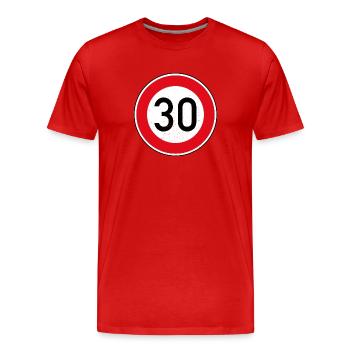 30e anniversaire Signe Limite de vitesse Cadeau Tempo 30 - T-shirt bio Premium Homme - rouge - Devant - Damien (186cm)