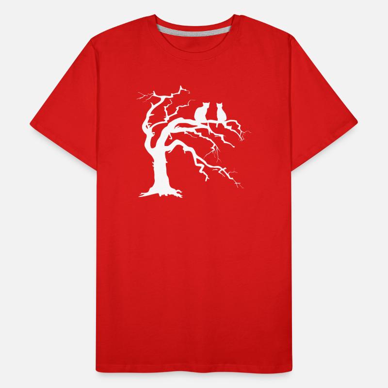 Arbre mort avec 2 silhouettes de chats T-shirt bio Premium Homme