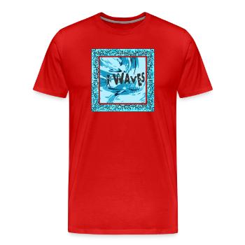 Art de vague vibrant en bleu - surfer design - T-shirt bio Premium Homme - rouge - Devant - Damien (186cm)