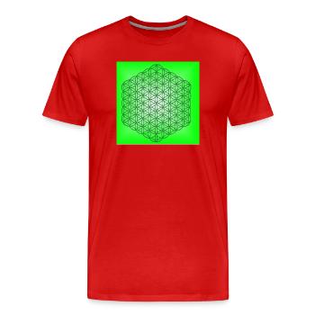 Fleur de Vie pour la Détente - 5ème Dimension - T-shirt bio Premium Homme - rouge - Devant - Damien (186cm)