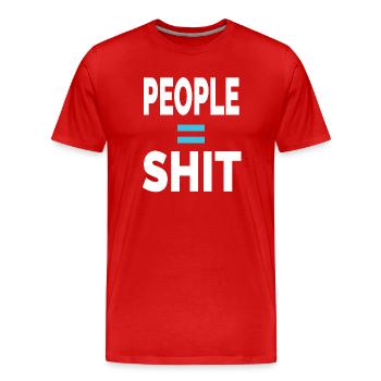 PERSONNES = MERDE - T-shirt bio Premium Homme - rouge - Devant - Damien (186cm)