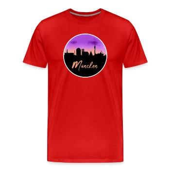 Munich Fine Skyline - T-shirt bio Premium Homme - rouge - Devant - Damien (186cm)