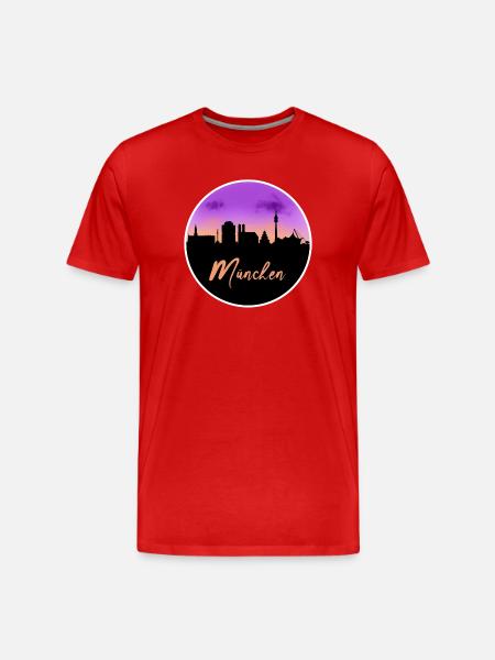 Munich Fine Skyline - Men's Premium Organic T-Shirt - red