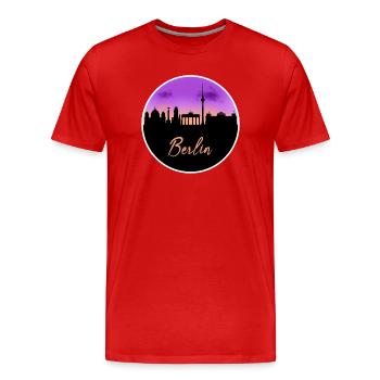 Berlin Fine Skyline - Men's Premium Organic T-Shirt - red - Front - Damien (186cm)