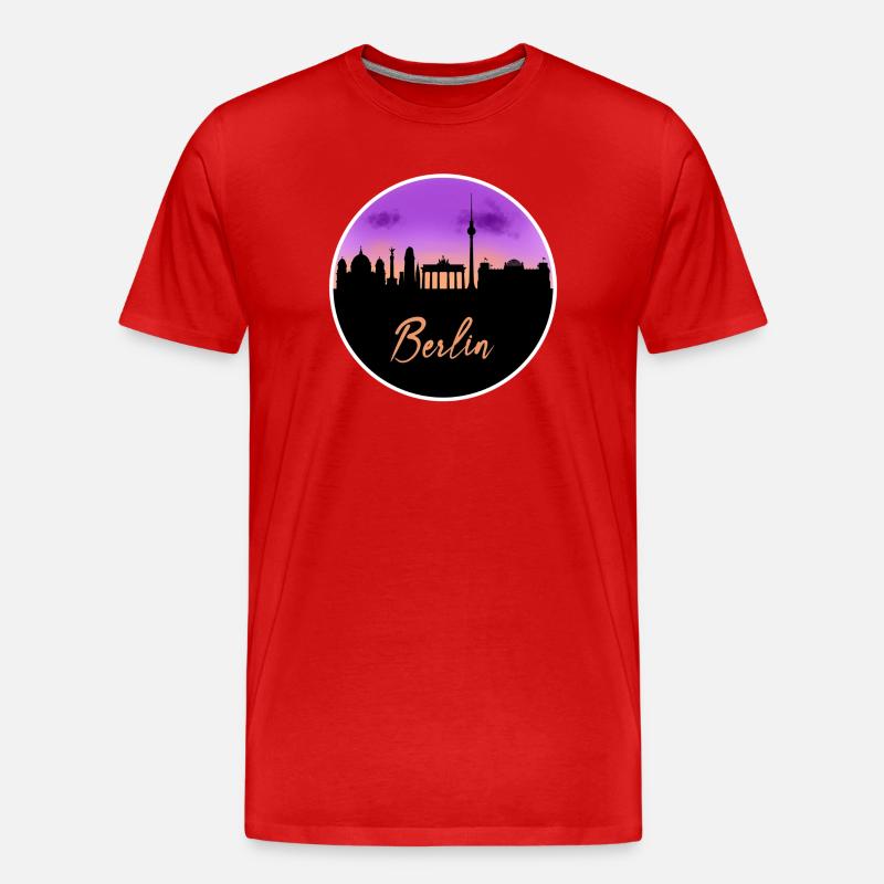 Berlin Fine Skyline - Männer Premium Bio T-Shirt - Rot