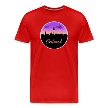 Dortmund Fine Skyline - T-shirt bio Premium Homme - rouge - Devant - Damien (186cm)