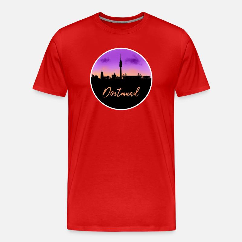 Dortmund Fine Skyline - Männer Premium Bio T-Shirt - Rot