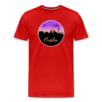 Ligne d’horizon fine de Dresde - T-shirt bio Premium Homme - rouge - Devant - Damien (186cm)