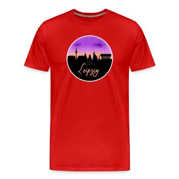 Leipzig Fine Skyline - T-shirt bio Premium Homme - rouge - Devant - Damien (186cm)
