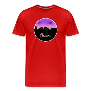 Bremen Fine Skyline - Men's Premium Organic T-Shirt - red - Front - Damien (186cm)