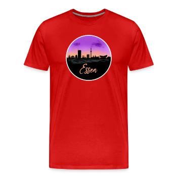 Essen Fine Skyline - Men's Premium Organic T-Shirt - red - Front - Damien (186cm)